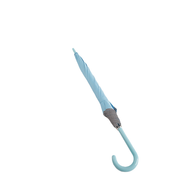 Parapluie droit petit pongé bleu clair frais, avec bande réfléchissante-0E6B0037