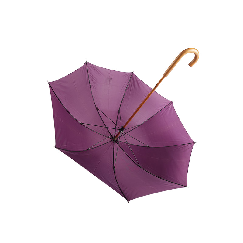 Parapluie Droit Manche Bois Pongé Violet-0E6B0064