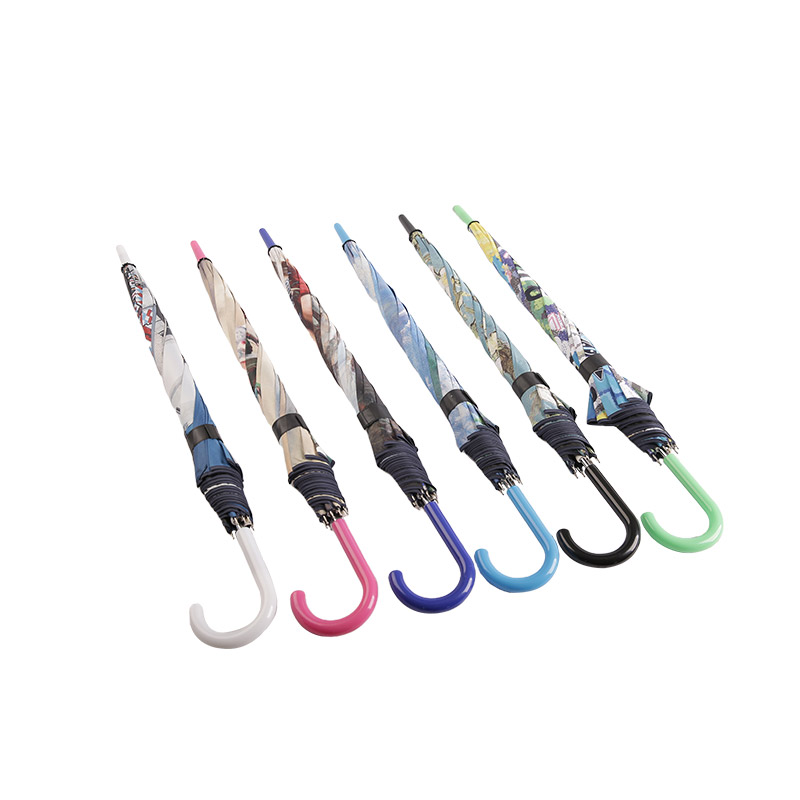 Impression de peinture de paysage Pongee avec parapluie droit enduit noir-0E6B0080