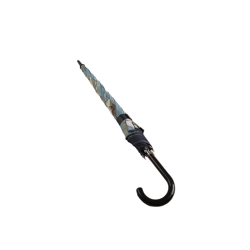 Impression de peinture de paysage Pongee avec parapluie droit enduit noir-0E6B0080