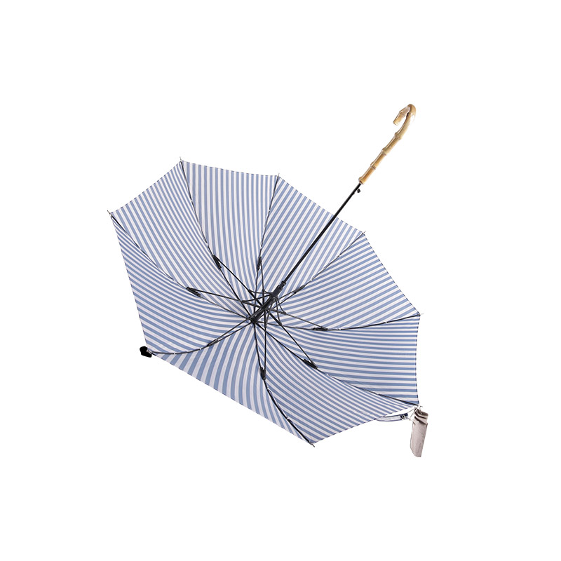 Pongé à rayures bleues pour jeunes avec parapluie droit enduit d'UV-0E6B0129