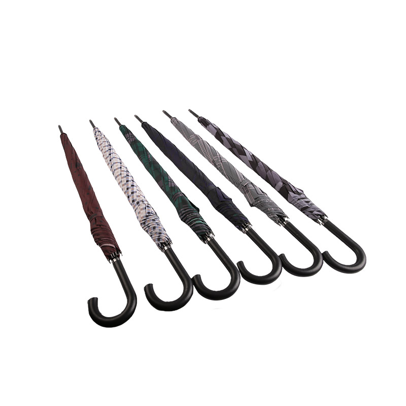 Parapluie Droit Pongé Carreaux Gris Foncé-0E6B0351