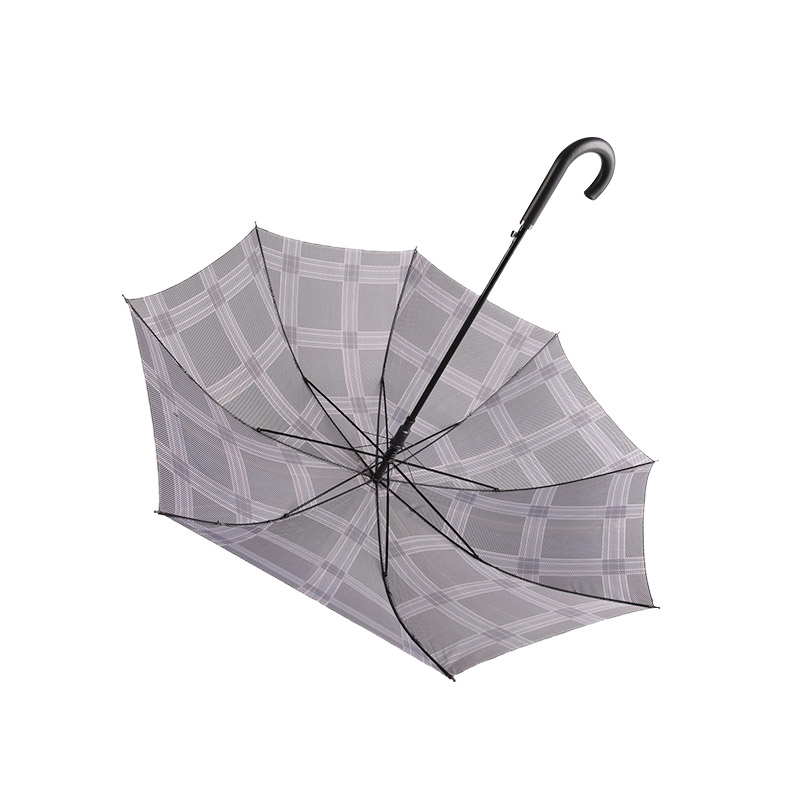 Parapluie Droit Pongé Carreaux Gris Foncé-0E6B0351