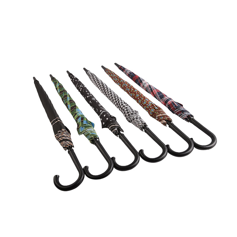 Parapluie Droit Pongé Rayures Entremêlées Tricolores-0E6B0378