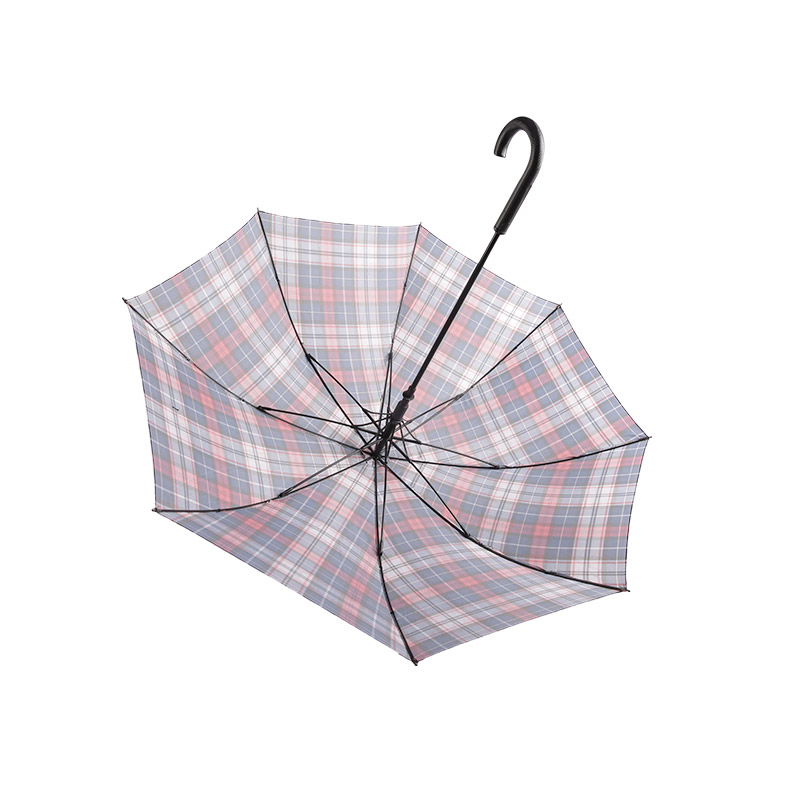 Parapluie Droit Pongé Rayures Entremêlées Tricolores-0E6B0378