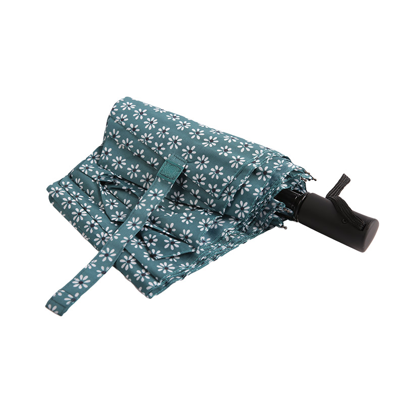 Parapluie triple pongé fleuri vert frais-0E6B0512