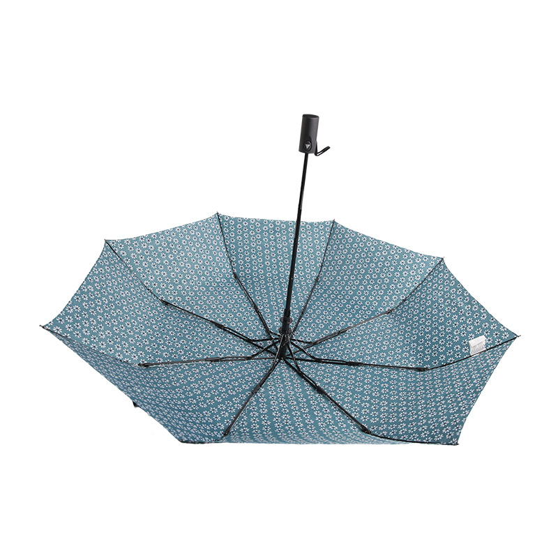 Parapluie triple pongé fleuri vert frais-0E6B0512