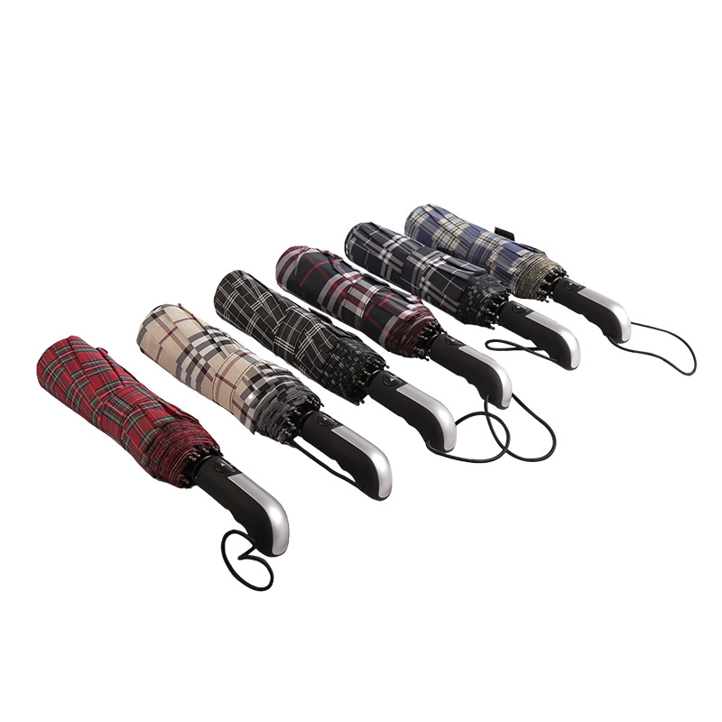 Parapluie triple pongé à rayures foncées-0E6B0533