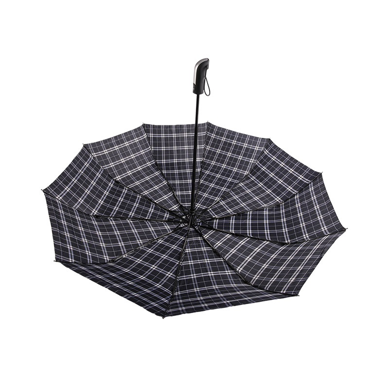 Parapluie triple pongé à rayures foncées-0E6B0533
