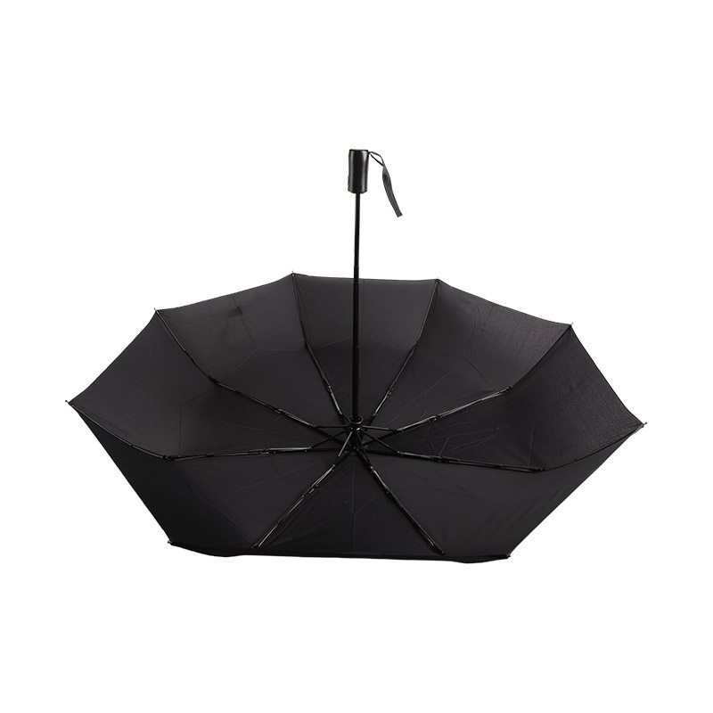 Parapluie trois volets en pongé de style affaires noir pur-0E6B0542