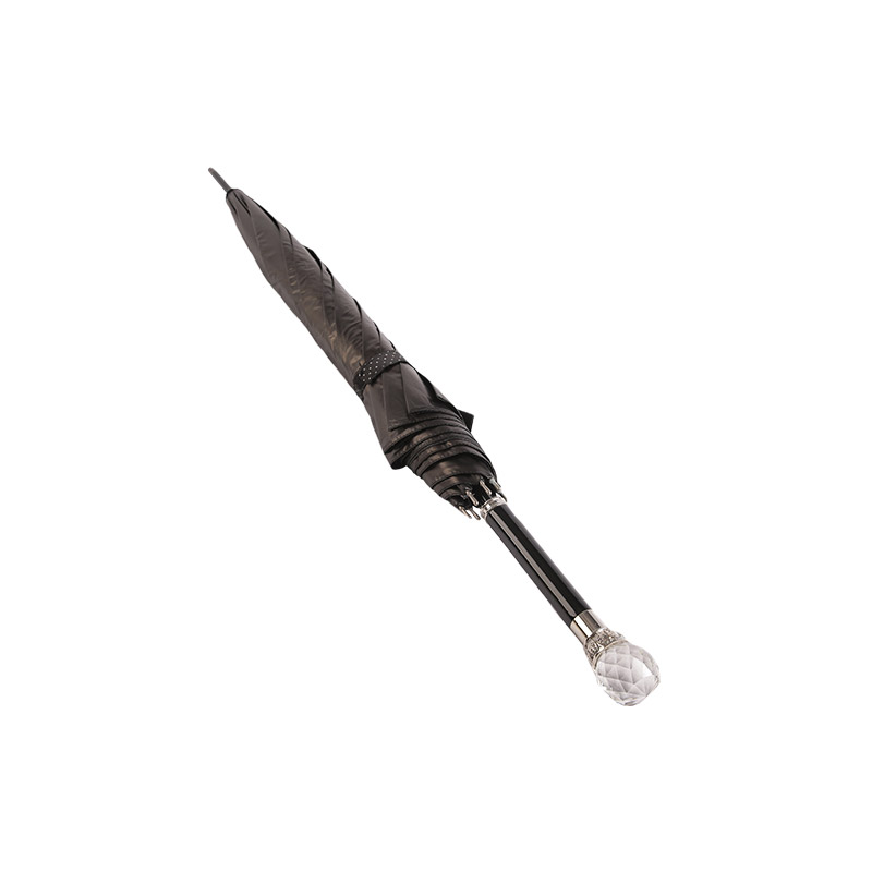 Pongé à poignée de qualité atmosphérique avec parapluie droit enduit noir-0E6B0733